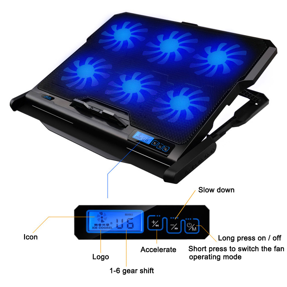 Gaming Laptop Stand with LEDs Cooling Fans